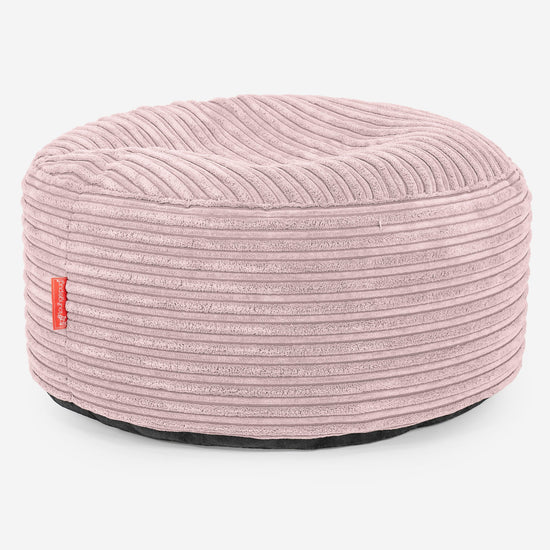 Ottoman Puf med Bakke - Klassisk Jernbanefløjl Blush Lyserød 03