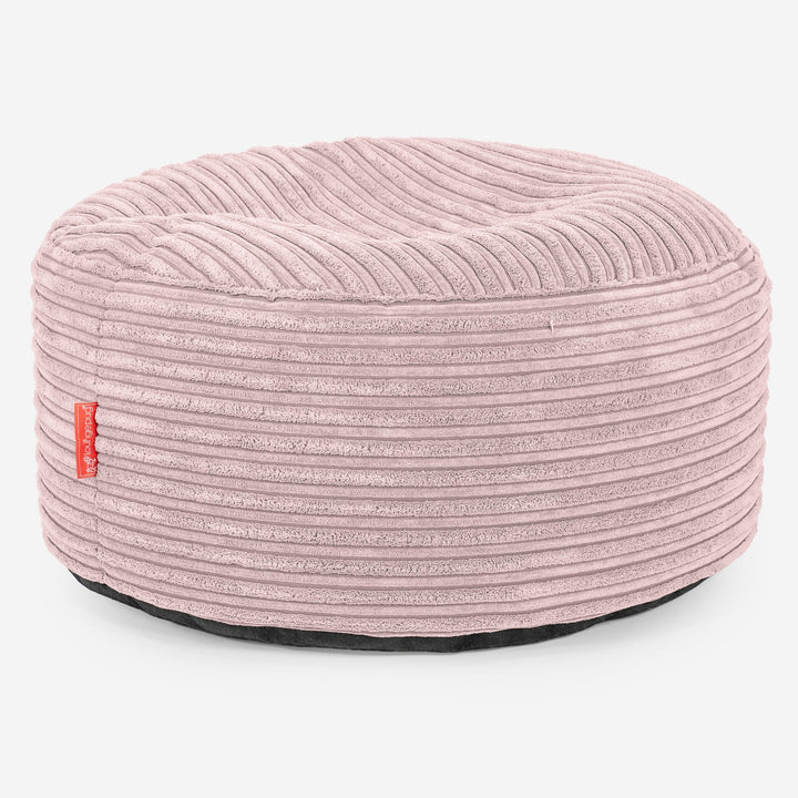 Ottoman Puf med Bakke - Klassisk Jernbanefløjl Blush Lyserød 03