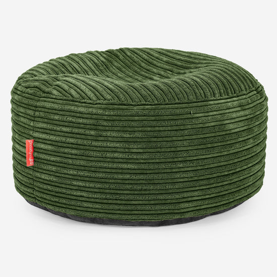 Ottoman Puf med Bakke - Klassisk Jernbanefløjl Skovgrøn 03