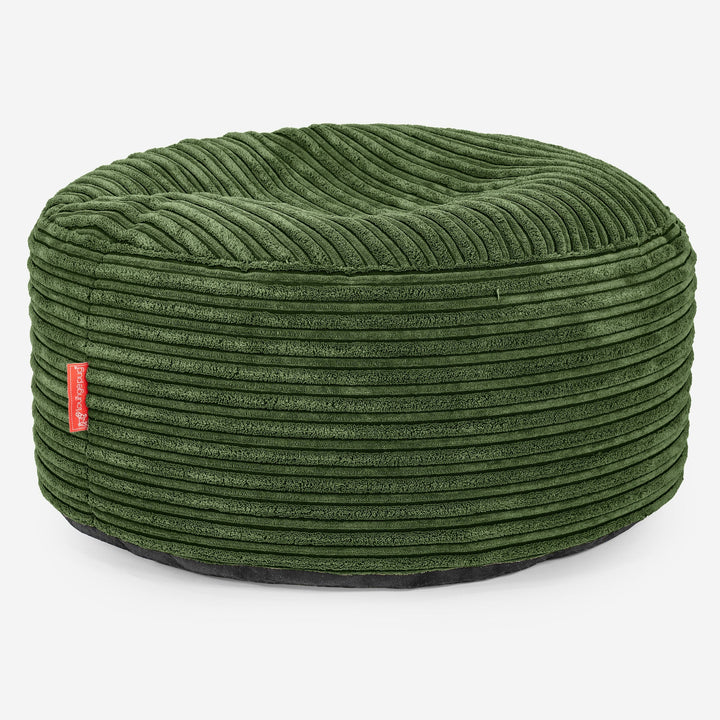 Ottoman Puf med Bakke - Klassisk Jernbanefløjl Skovgrøn 03