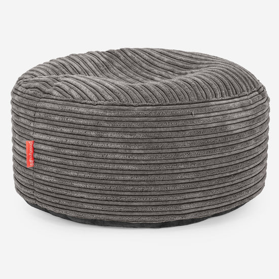 Ottoman Puf med Bakke - Klassisk Jernbanefløjl Grafit Grå 03