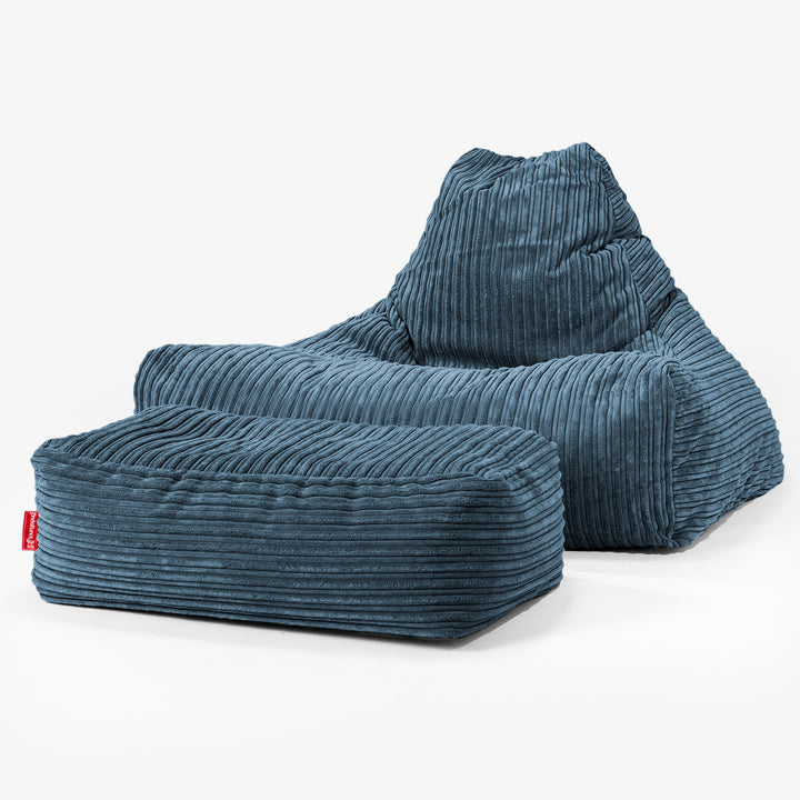 Lounge Sækkestol - Klassisk Jernbanefløjl Navy 01
