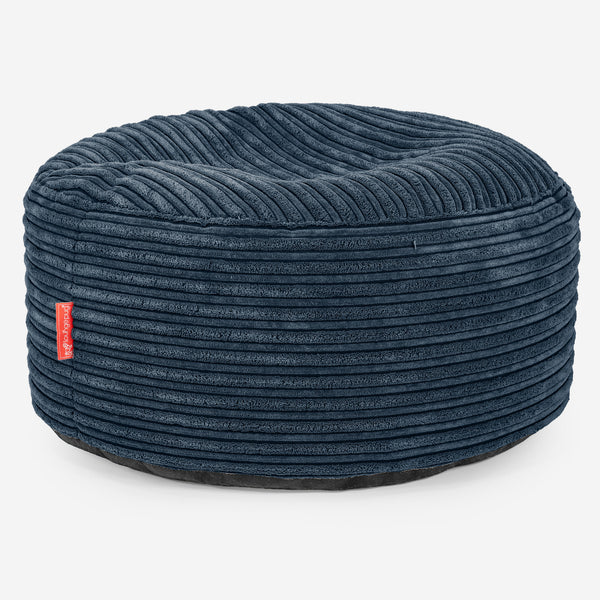 Ottoman Puf med Bakke - Klassisk Jernbanefløjl Navy - 01