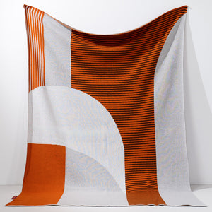 Plaid / Tæppe - Strikket Abstrakt Farveblok Orange