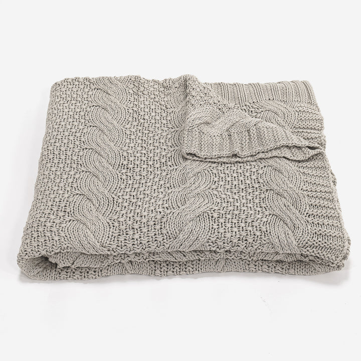 Plaid / Tæppe - Strikket Cable Cremefarvet 03