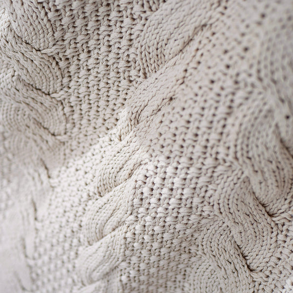 Plaid / Tæppe - Strikket Cable Cremefarvet Fabric Close-up Image