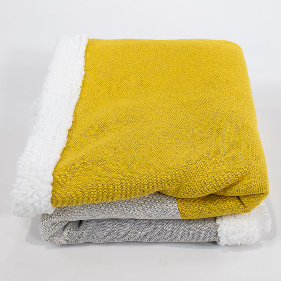 Plaid / Tæppe - Strikket Geometrisk Farveblok Grå 02