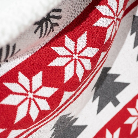 Plaid / Tæppe - Strikket Jule Fairisle Rød 02