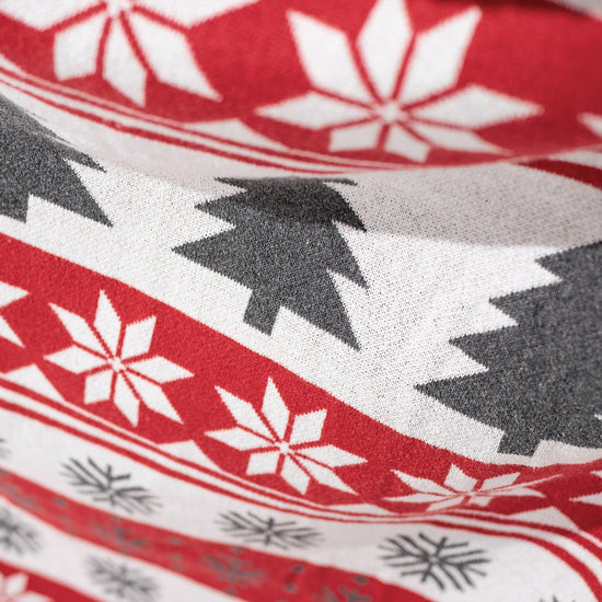 Plaid / Tæppe - Strikket Jule Fairisle Rød 04