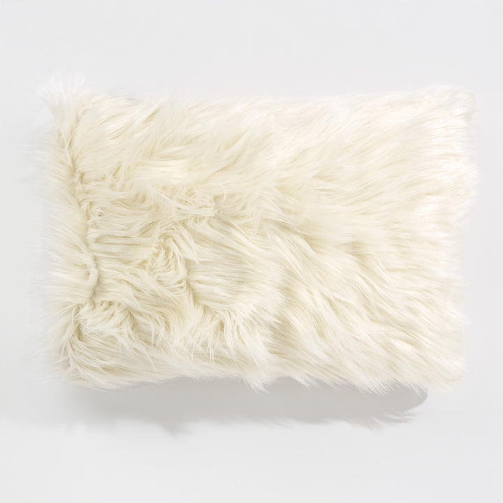 Pudebetræk 35 x 50cm - Mongolsk Imiteret Pels Cremefarvet 01
