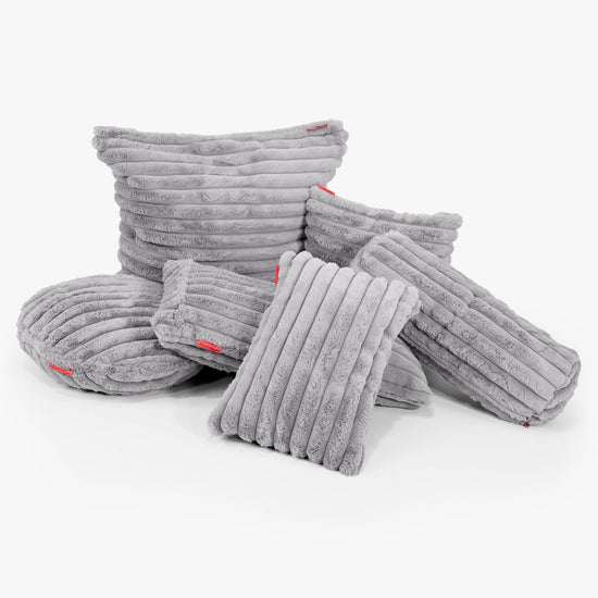 Rund Pudebetræk 50cm - Ultraplysfløjl Grå 02