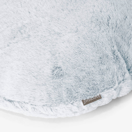 Rund Pudebetræk 50cm - Imiteret Kaninpels Støvet Blå 02