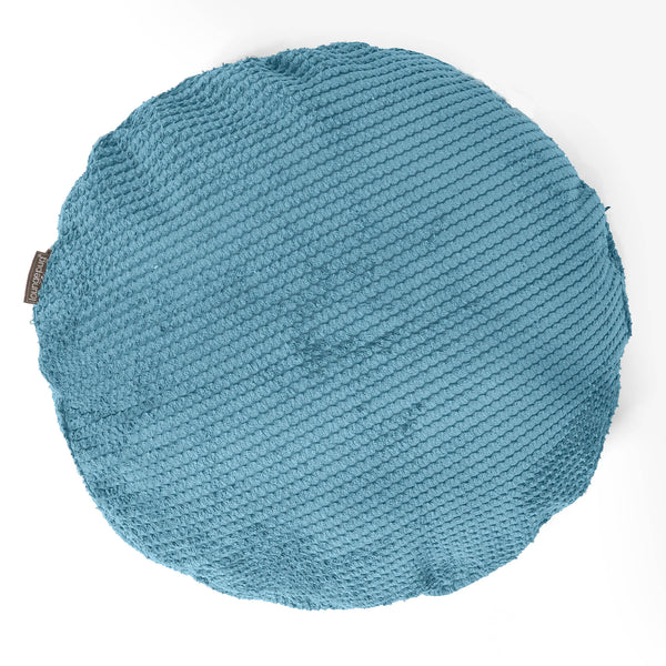 Rund Pudebetræk 50cm - Pom Pom Turkis Blå 01