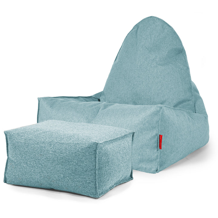 Scandi Lounger-sækkestol - Interalli-uld Cyan 02