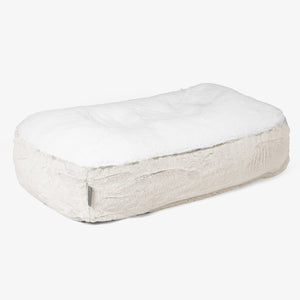 Sloucher Hundeseng Medium - Imiteret Kaninpels Hvid