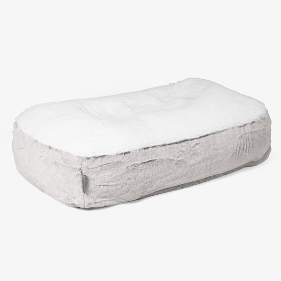 Sloucher Hundeseng Medium - Imiteret Kaninpels Lysegrå 01