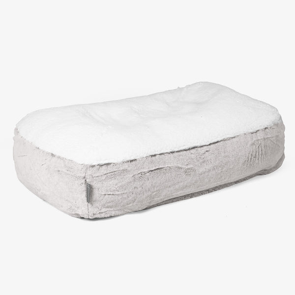 Sloucher Hundeseng Medium - Imiteret Kaninpels Lysegrå 01