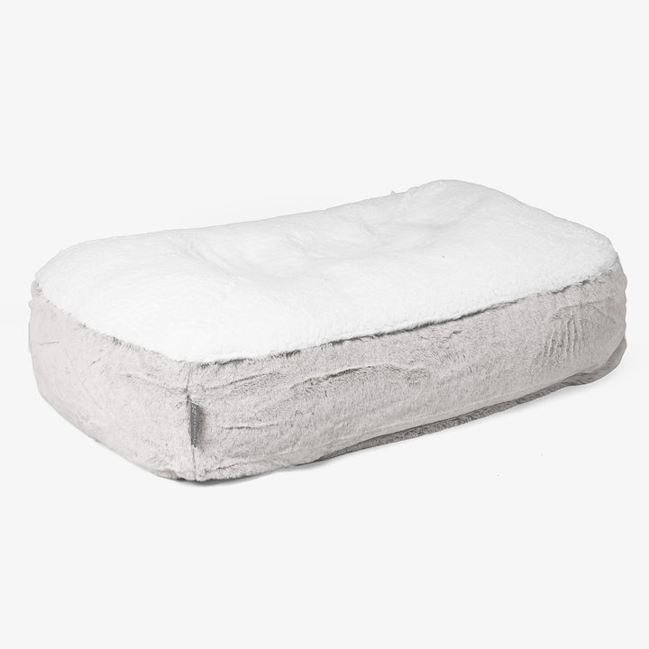 Sloucher Hundeseng Medium - Imiteret Kaninpels Lysegrå 01
