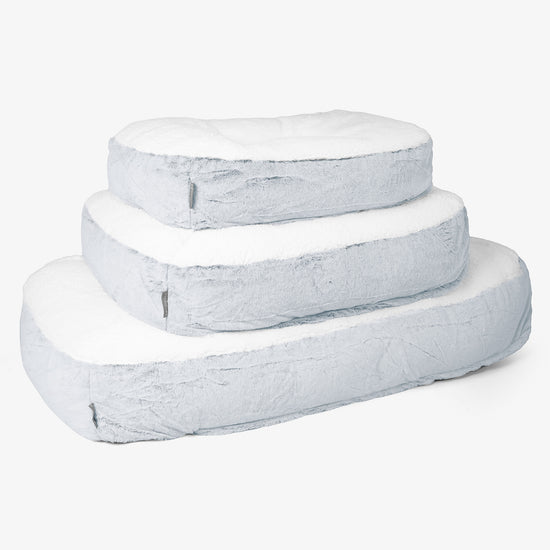 Sloucher Hundeseng Medium - Imiteret Kaninpels Støvet Blå 02