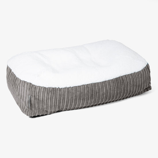 Sloucher Hundeseng Medium - Sherpa & Jernbanefløjl Grafit Grå 01