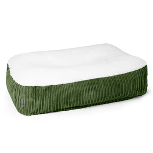 Sloucher Hundeseng Medium - Sherpa & Jernbanefløjl Skovgrøn