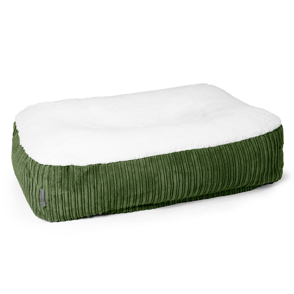 Sloucher Hundeseng Medium - Sherpa & Jernbanefløjl Skovgrøn 01