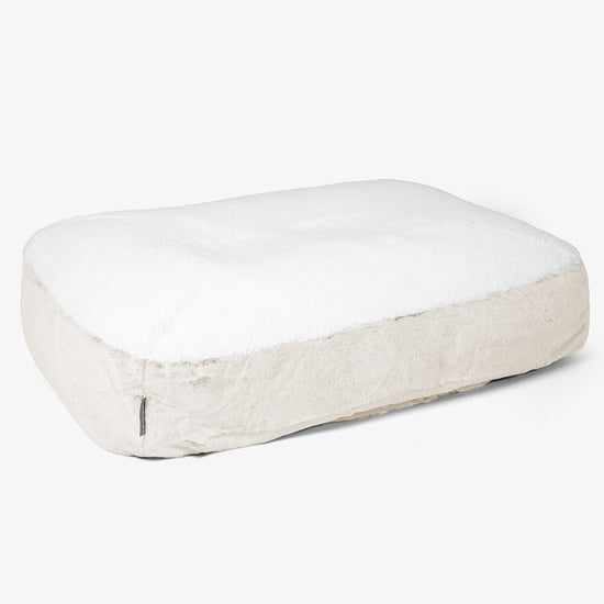 Sloucher Hundeseng Stor - Imiteret Kaninpels Hvid 01