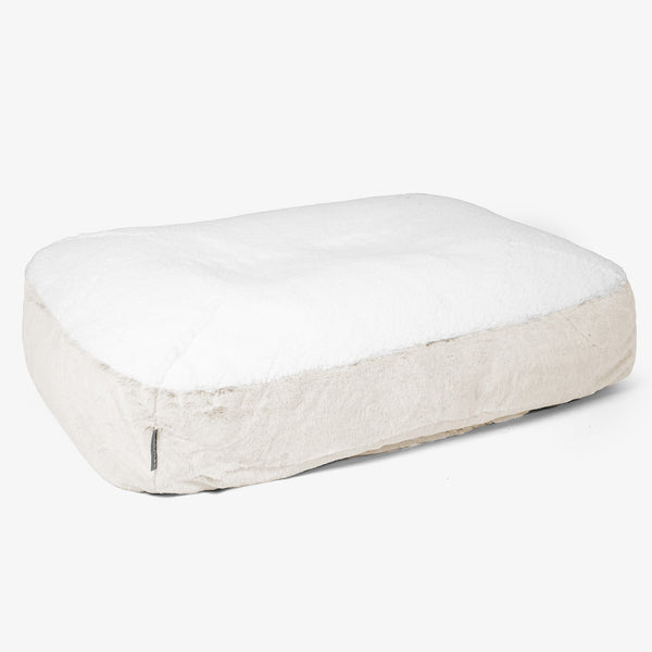 Sloucher Hundeseng Stor - Imiteret Kaninpels Hvid 01