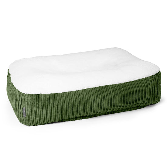Sloucher Hundeseng Stor - Sherpa & Jernbanefløjl Skovgrøn 01