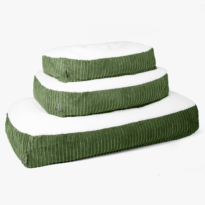 Sloucher Hundeseng Stor - Sherpa & Jernbanefløjl Skovgrøn 02