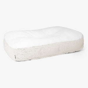 Sloucher Hundeseng XL - Imiteret Kaninpels Hvid