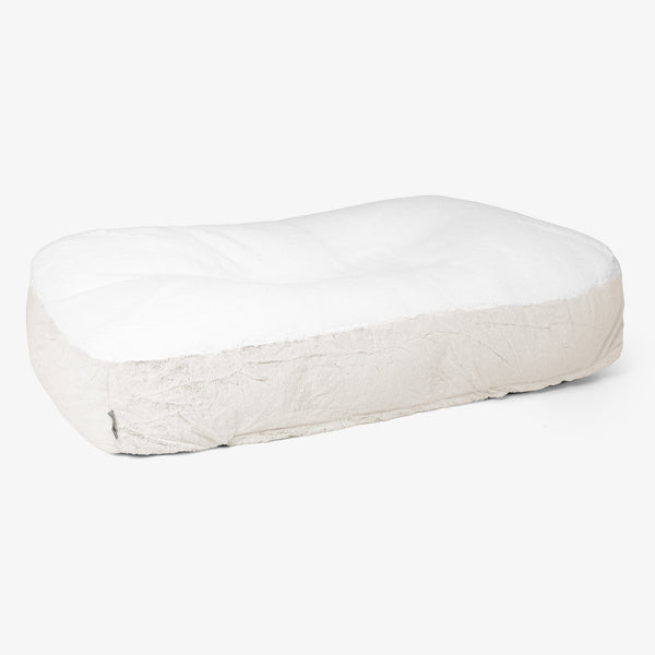 Sloucher Hundeseng XL - Imiteret Kaninpels Hvid 01