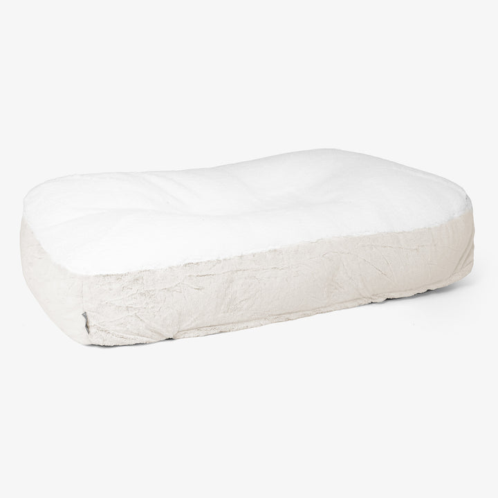 Sloucher Hundeseng XL - Imiteret Kaninpels Hvid 01