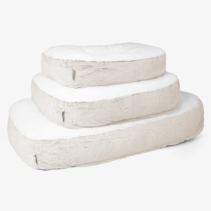 Sloucher Hundeseng XL - Imiteret Kaninpels Hvid 02