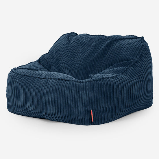 Sloucher Sækkestol - Klassisk Jernbanefløjl Navy 01