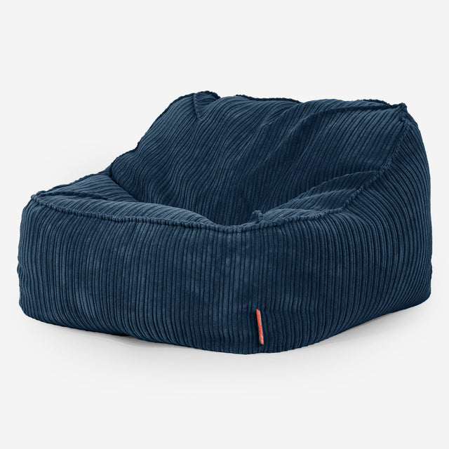 Sloucher Sækkestol - Klassisk Jernbanefløjl Navy 01