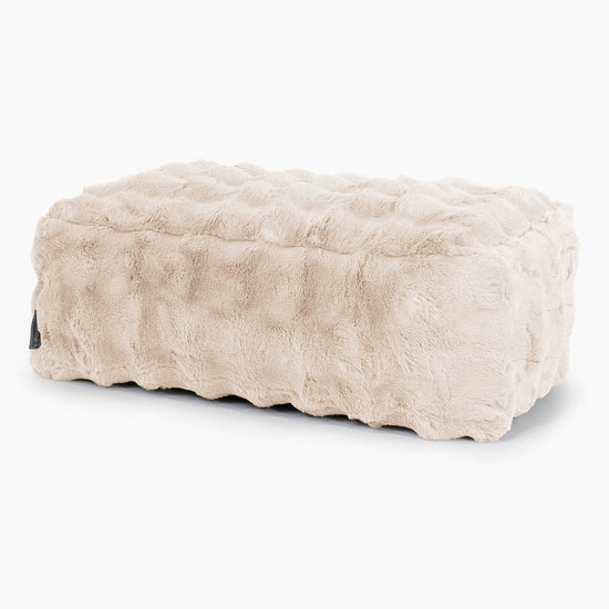Stor Fodskammel-Imiteret Pels Bubble Cremefarvet 01
