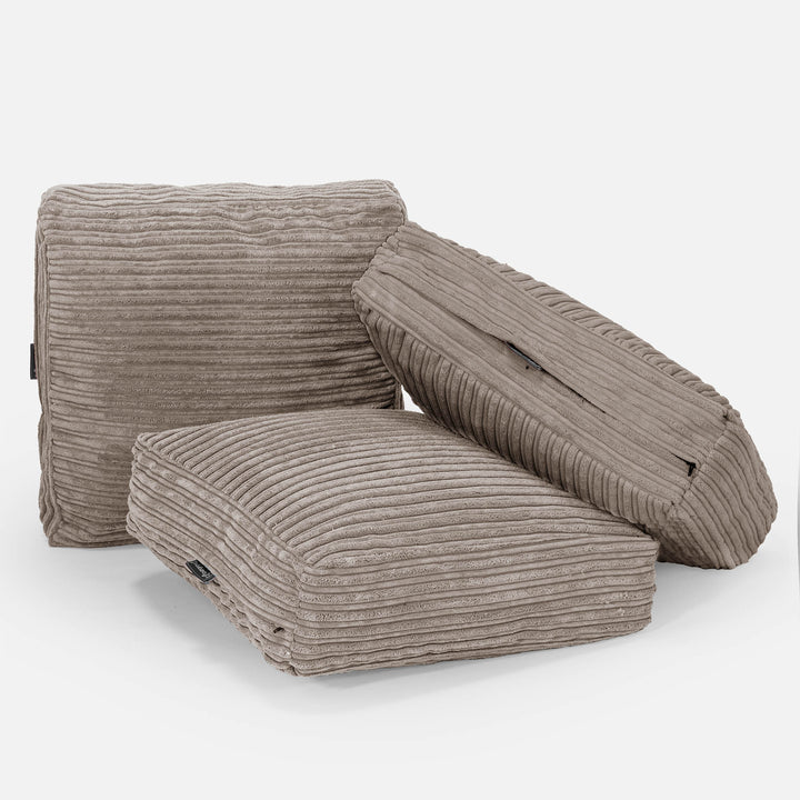 Stor Gulvpude - Klassisk Jernbanefløjl Duegrå 04