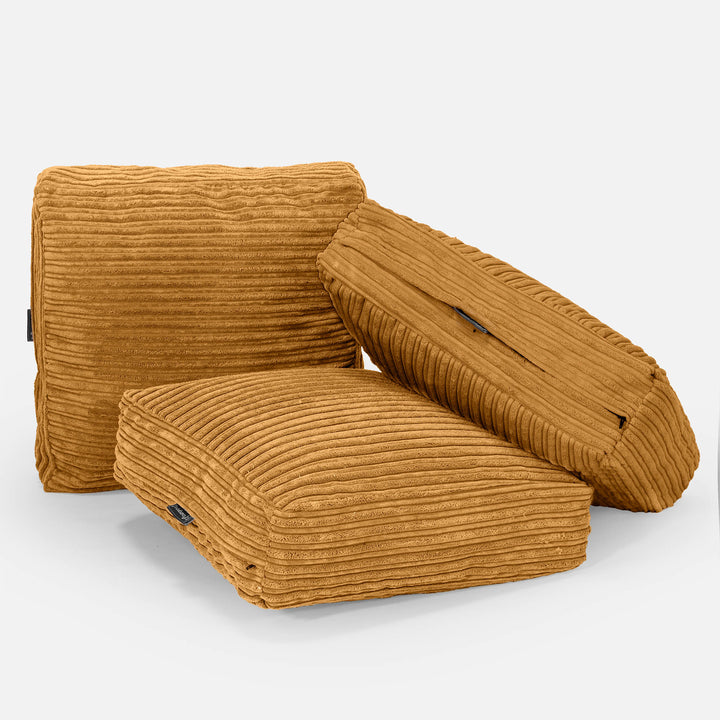 Stor Gulvpude - Klassisk Jernbanefløjl Gylden Honning 04