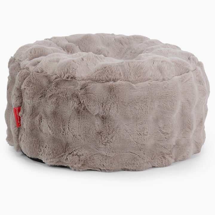 Stor Rund Fodskammel-Imiteret Pels Bubble Mink 01