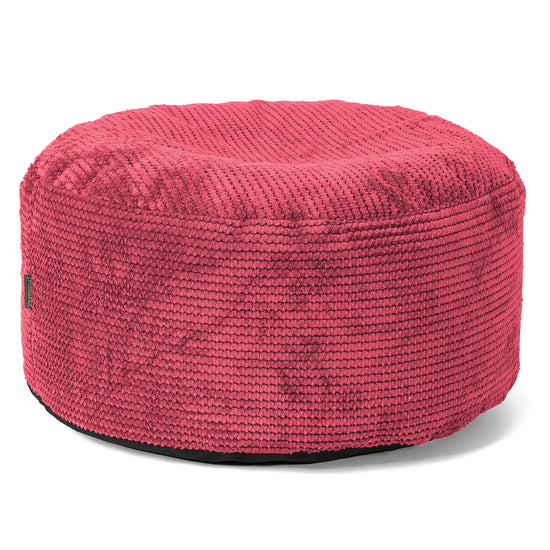 Stor Rund Fodskammel - Pom Pom Pastelrød 01