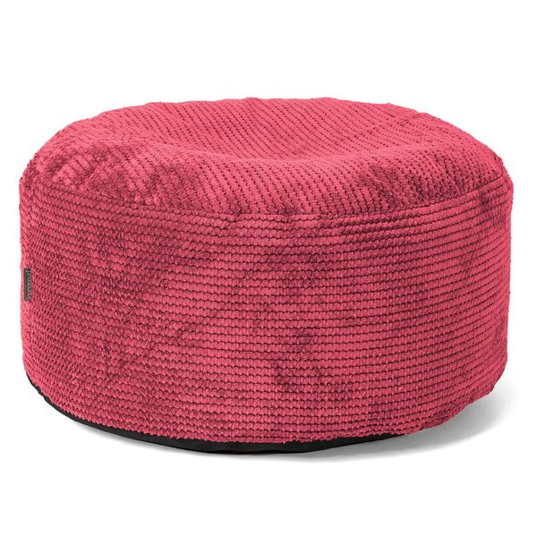 Stor Rund Fodskammel - Pom Pom Pastelrød 01