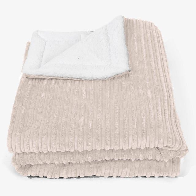 Stort Sherpa Tæppe 140 x 200cm - Klassisk Jernbanefløjl Elfenben - 01