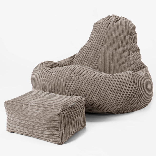 Ultra Lux-gaming-sækkestol - Klassisk Jernbanefløjl Duegrå 02