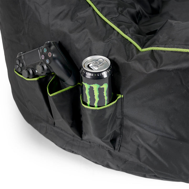 Quiltet Gaming Sækkestol - Sort / Grøn 07