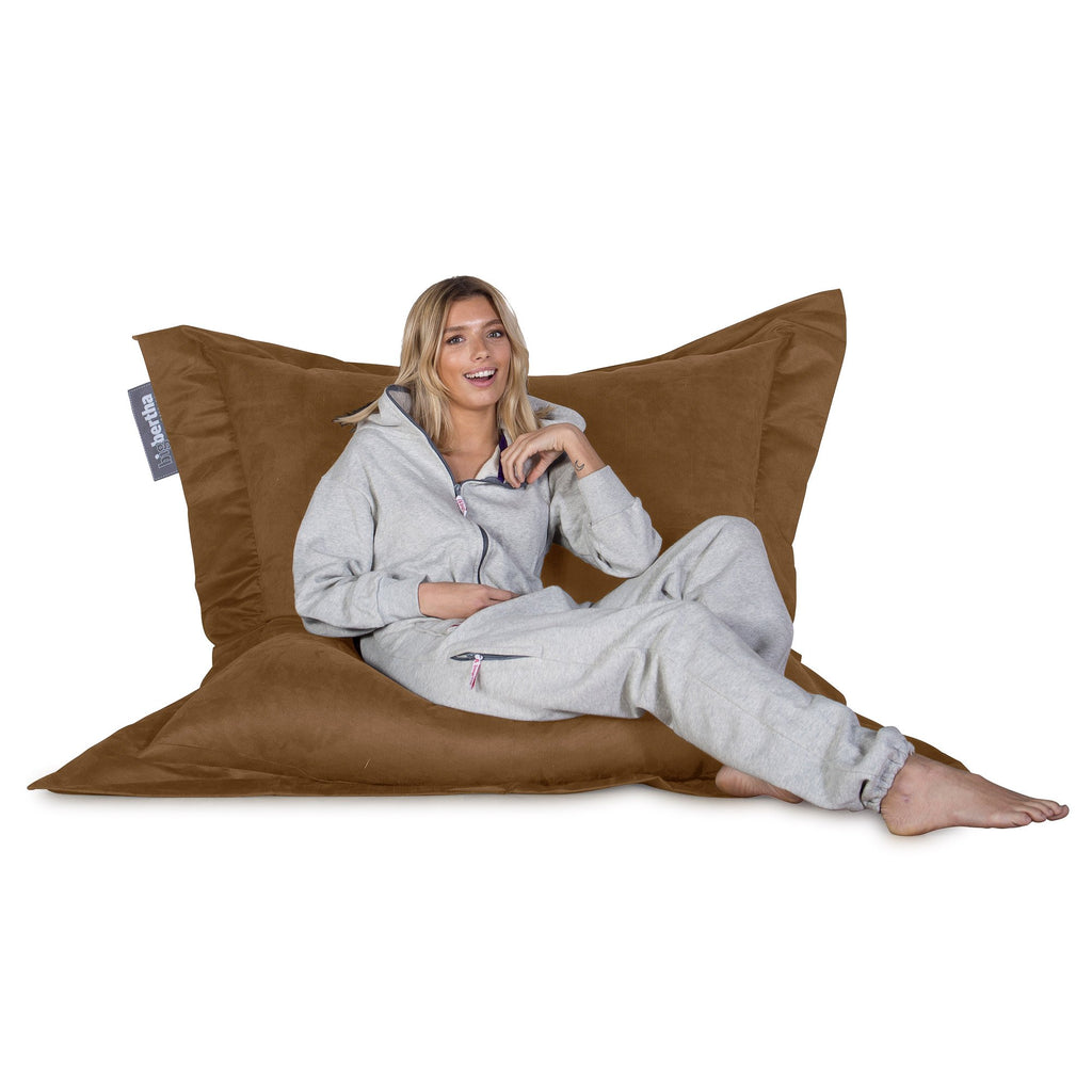 Big Bertha Original, Sækkestol XXL Ruskind, Gulvpude - Sand