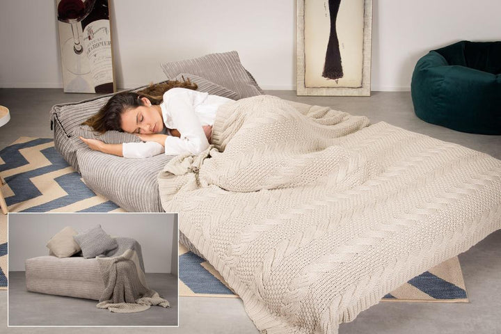 LOUNGE PUG, Avery, Futon Stol, Seng Seng Dobbelt, Klassisk Jernbanefløjl Mink