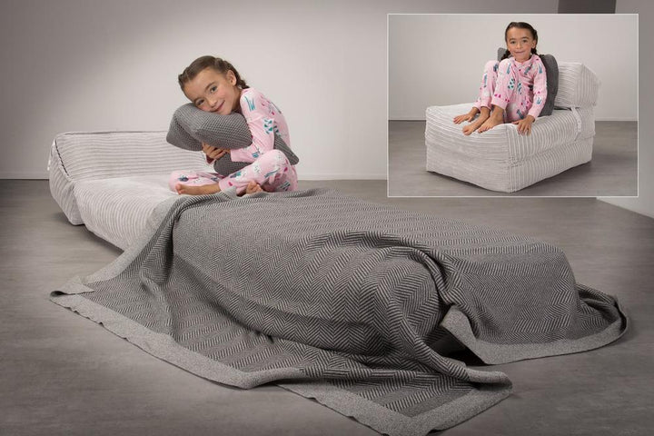 LOUNGE PUG, Avery, Futon Stol, Seng Enkelt, Klassisk Jernbanefløjl Elfenben