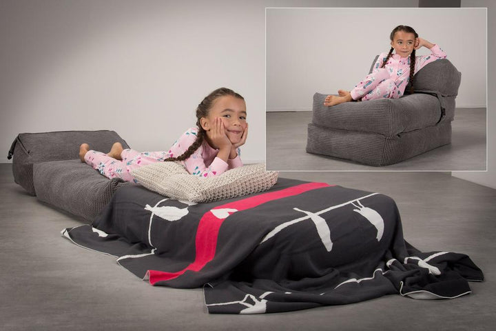 LOUNGE PUG, Avery, Futon Stol, Seng Enkelt, Pom Pom Kul Grå