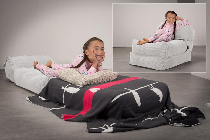 LOUNGE PUG, Avery, Futon Stol, Seng Enkelt, Pom Pom Cremefarvet
